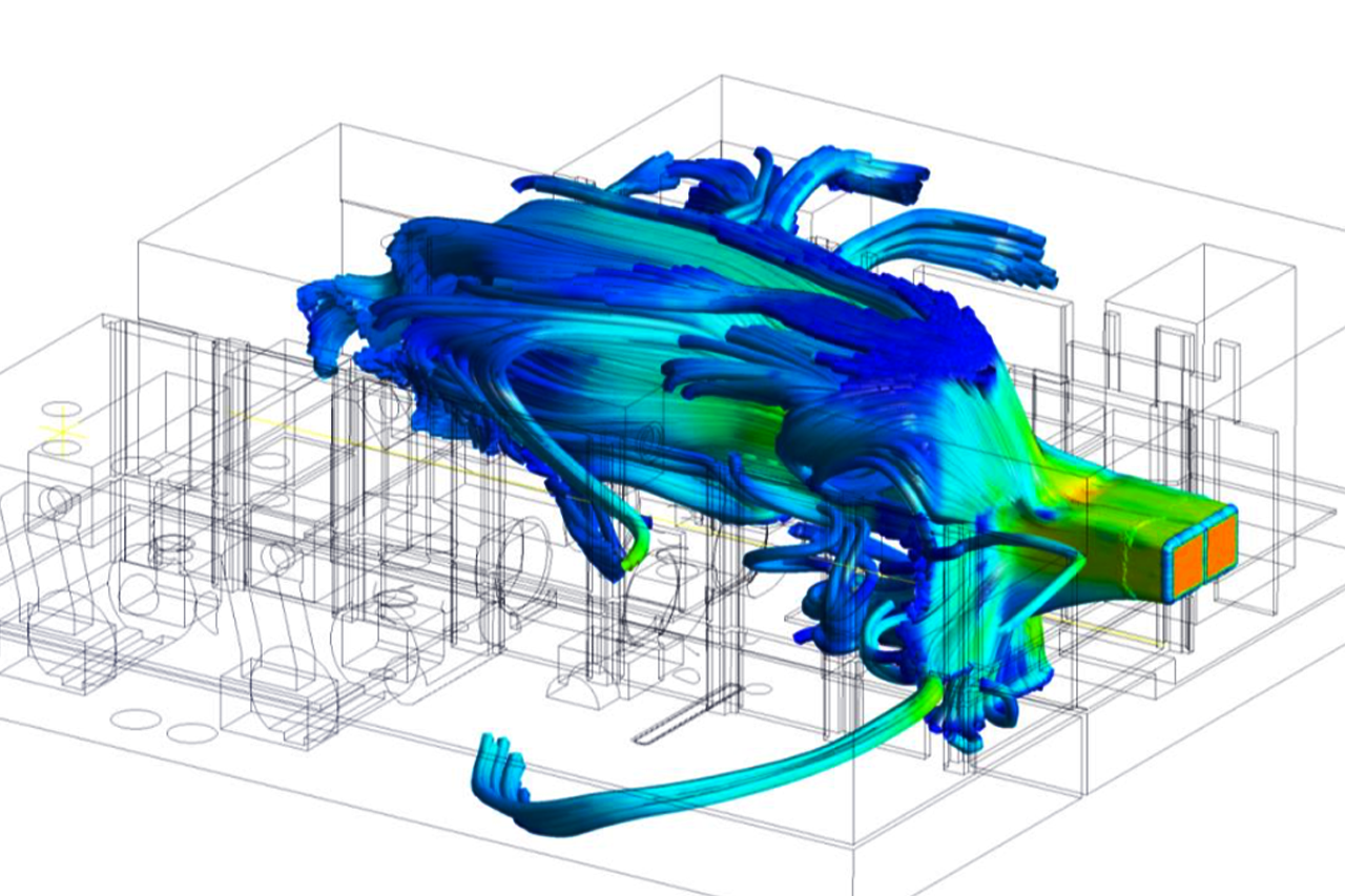 3D-Modell Luftströmung in einem Raum