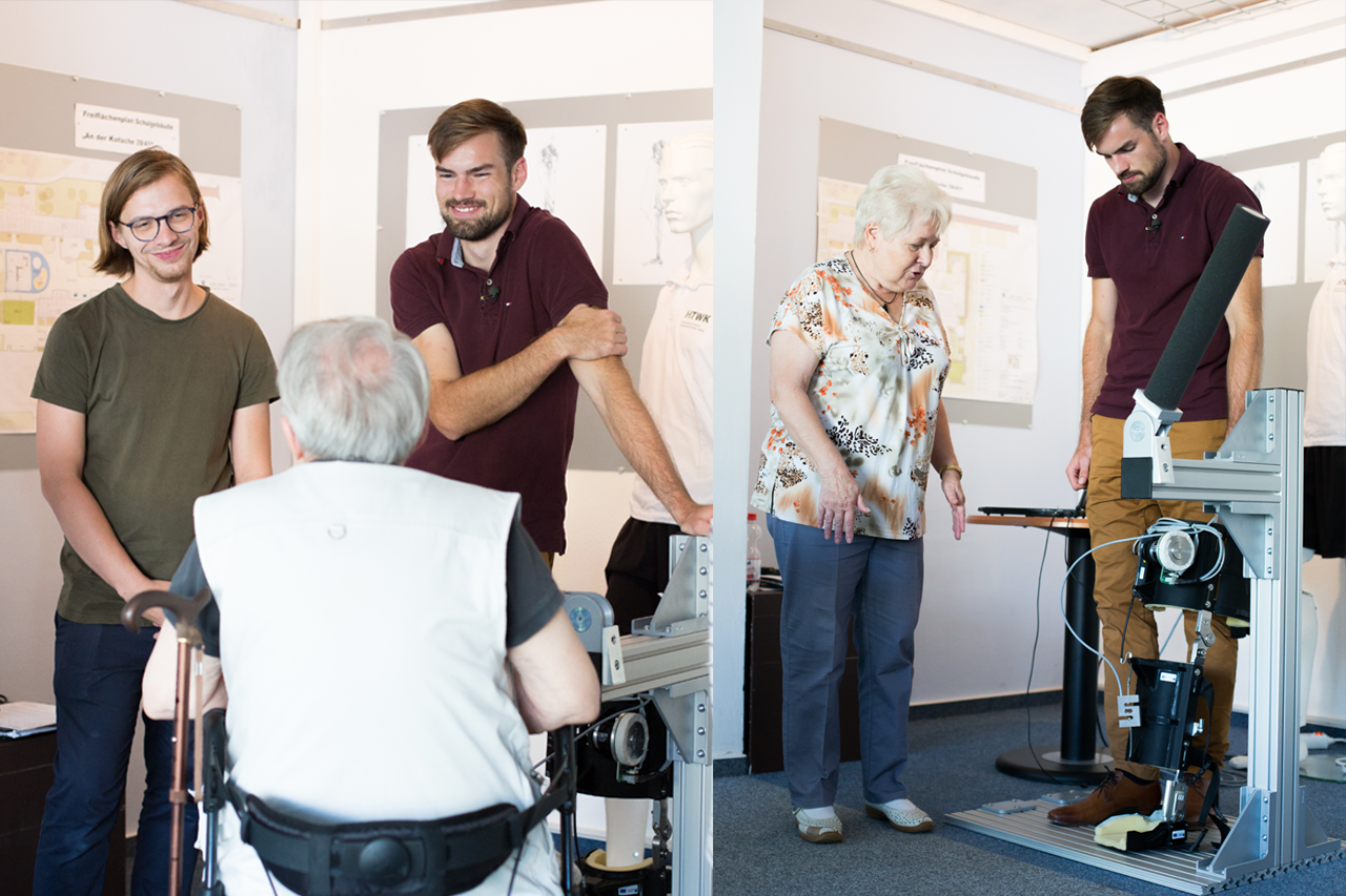 Auswertung Exoskelett Im Gespräch mit Seniorinnen